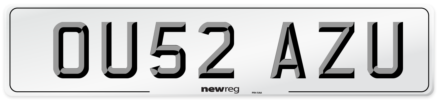 OU52 AZU Number Plate from New Reg
